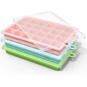 Ice Cube Trays 3 Pack, Silicone Ice Cube trays for Freezer, 24 Cubes